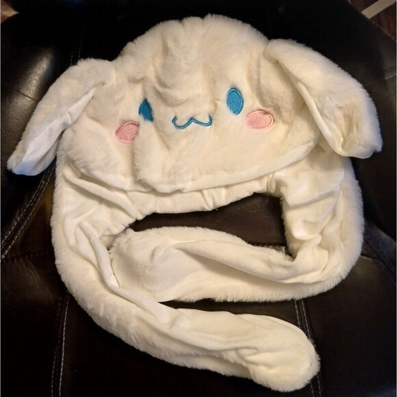Sanrio white plush cinammoroll hat scarf animated ears fur - Picture 6 of 9